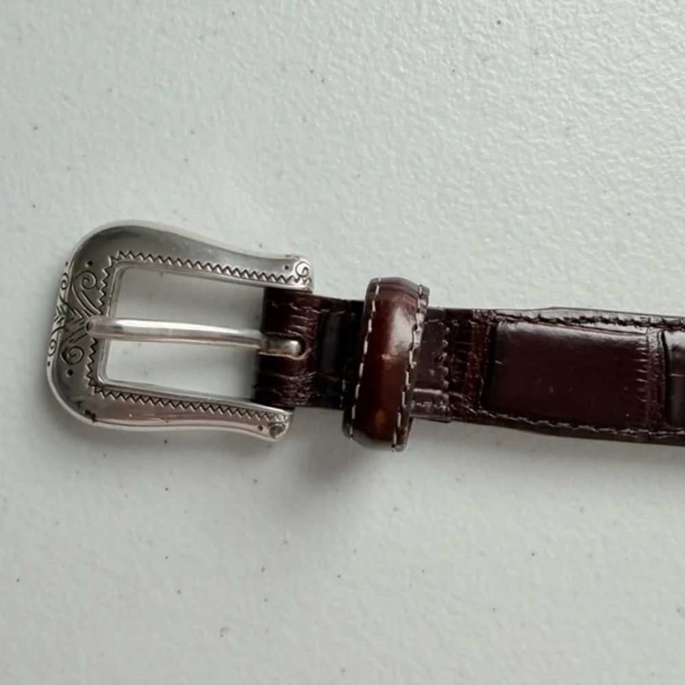 Multicolor Segmented Belt Black Brown Tan‎ Red Alligator Silver Hardware 30
